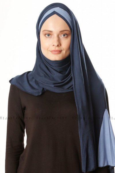 Duru - Hijab Jersey Bleu Marin & Indigo