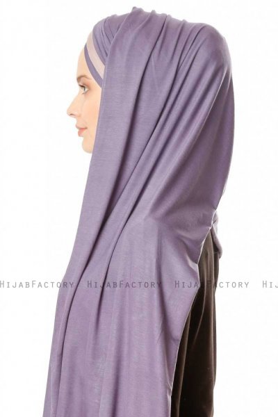 Duru - Hijab Jersey Violet Foncé & Gris Pierre