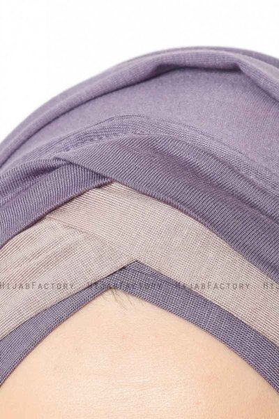 Duru - Hijab Jersey Violet Foncé & Gris Pierre