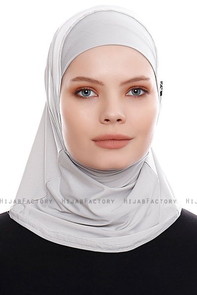 Elif - Hijab Sport Gris Clair - Ecardin