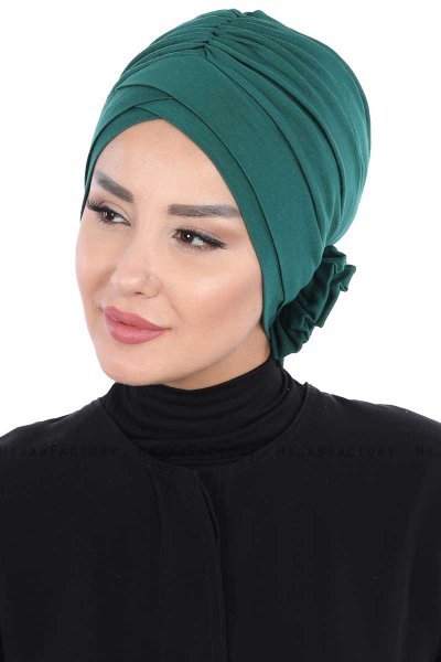Elisabeth - Turban En Coton Vert Foncé