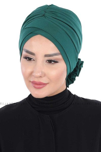 Elisabeth - Turban En Coton Vert Foncé