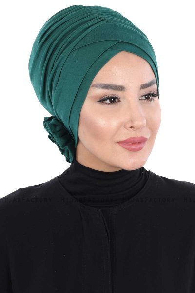 Elisabeth - Turban En Coton Vert Foncé