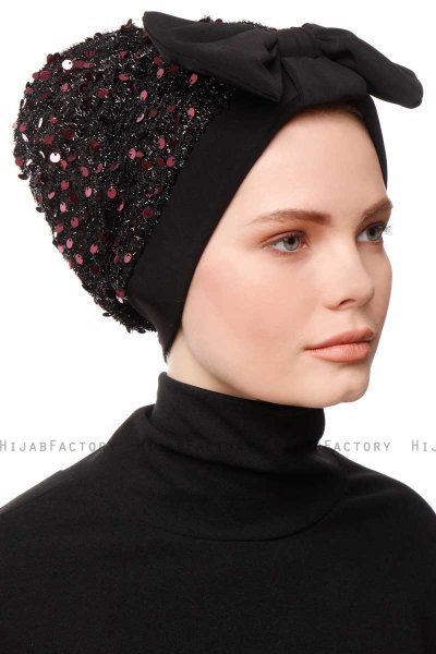 Enfleda - Turban Noir & Bordeaux
