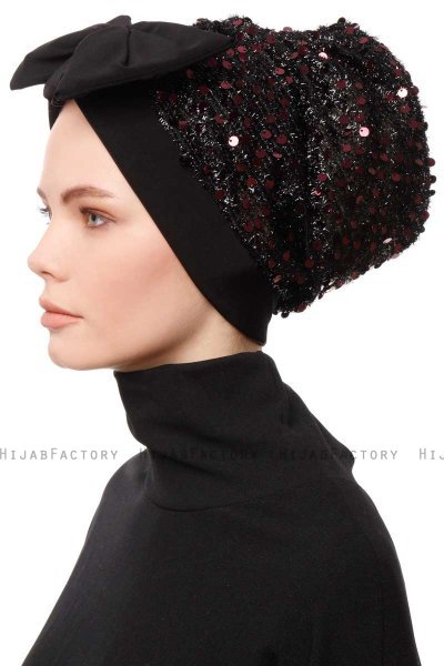 Enfleda - Turban Noir & Bordeaux