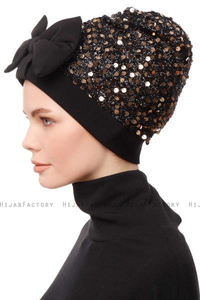 Enfleda - Turban Noir & Gold