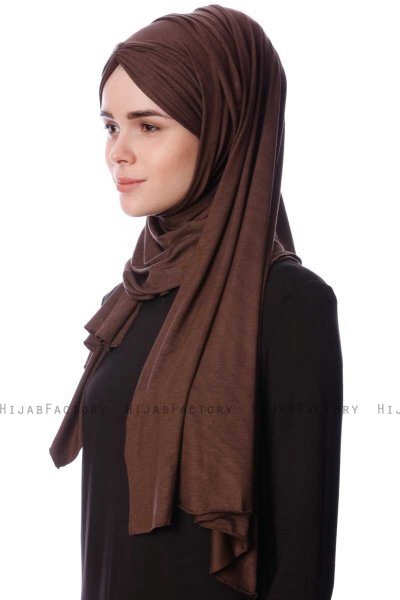 Eslem - Hijab Pile Jersey Marron - Ecardin
