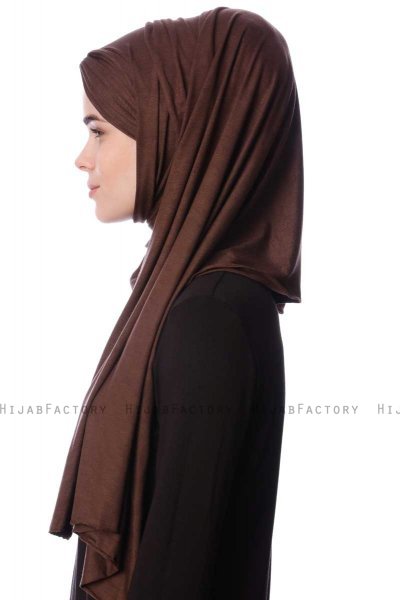 Eslem - Hijab Pile Jersey Marron - Ecardin