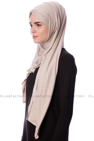 Eslem - Hijab Pile Jersey Taupe Clair - Ecardin