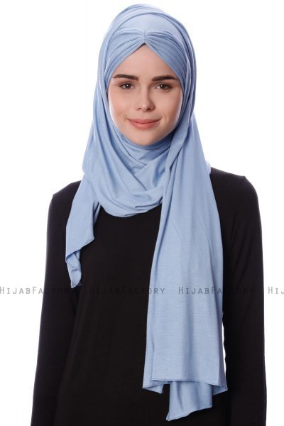 Eslem - Hijab Pile Jersey Bleu Clair - Ecardin
