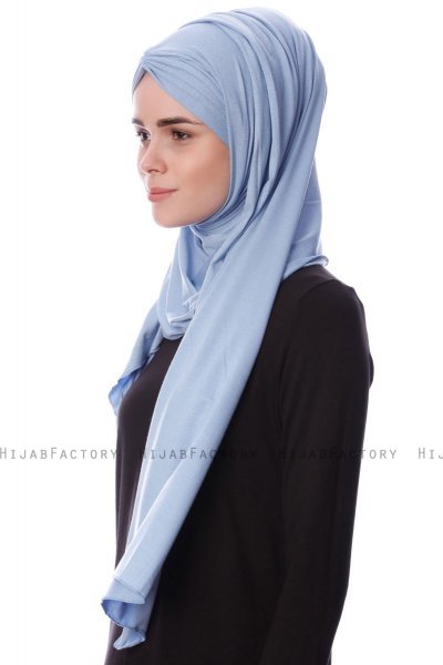 Eslem - Hijab Pile Jersey Bleu Clair - Ecardin