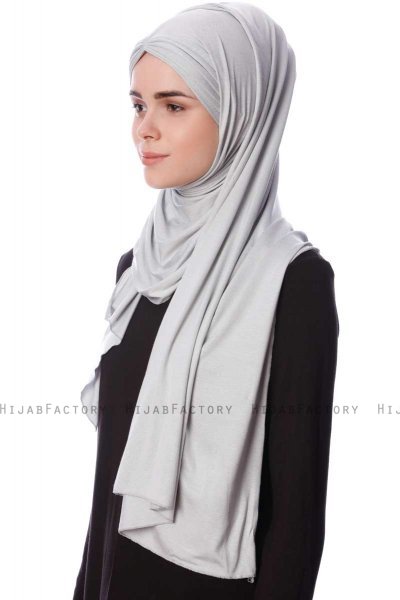 Eslem - Hijab Pile Jersey Gris Clair - Ecardin