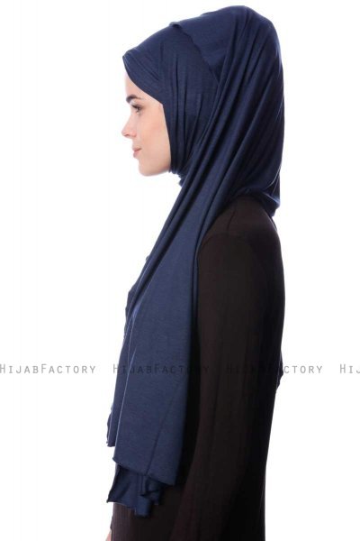 Eslem - Hijab Pile Jersey Bleu Marin - Ecardin