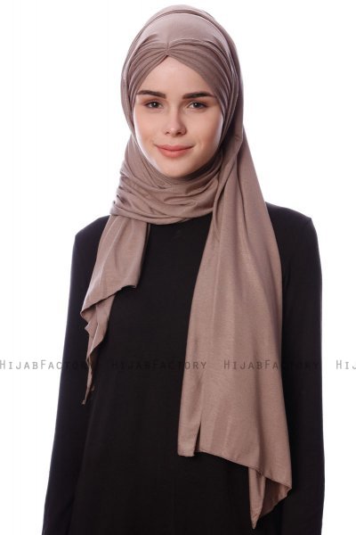 Eslem - Hijab Pile Jersey Taupe Foncé - Ecardin