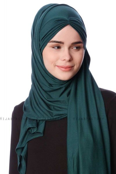 Eslem - Hijab Pile Jersey Vert Foncé - Ecardin