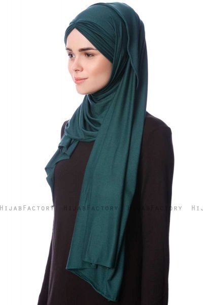 Eslem - Hijab Pile Jersey Vert Foncé - Ecardin