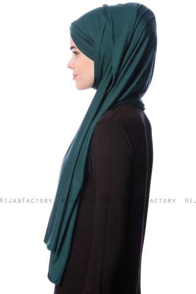 Eslem - Hijab Pile Jersey Vert Foncé - Ecardin