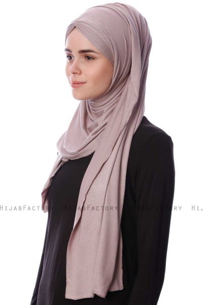 Eslem - Hijab Pile Jersey Gris Pierre - Ecardin