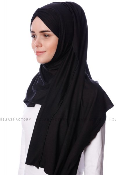 Eslem - Hijab Pile Jersey Noir - Ecardin