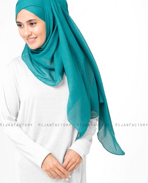 Everglade Teal Bomull Voile Hijab 5TA11b