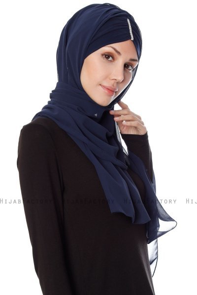 Evren - Chiffon Hijab Bleu Marin