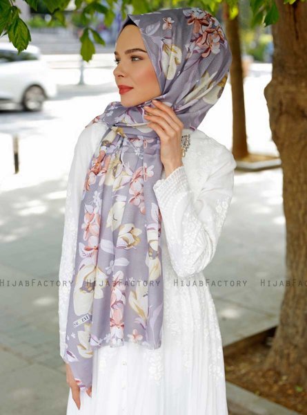 Fani - Hijab à Motifs Violet - Sal Evi