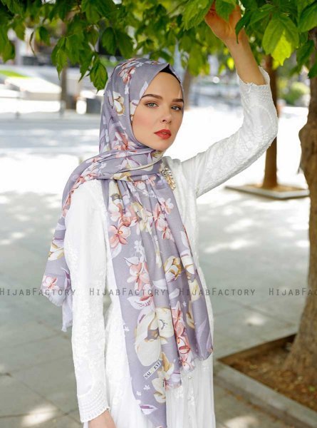 Fani - Hijab à Motifs Violet - Sal Evi