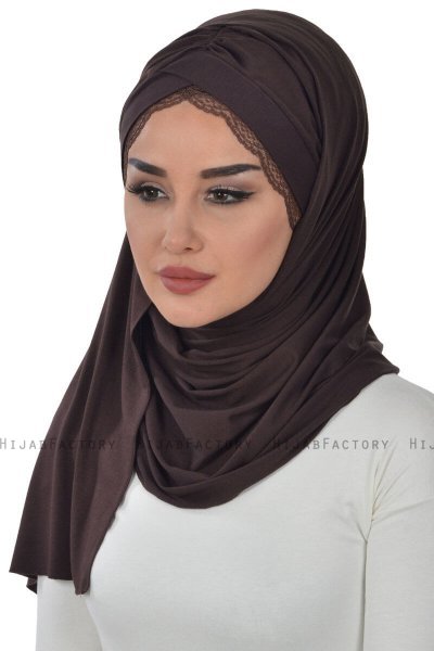 Filippa - Hijab Coton Pratique Marron - Ayse Turban
