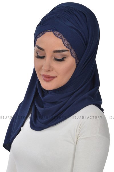 Filippa - Hijab Coton Pratique Bleu Marin - Ayse Turban