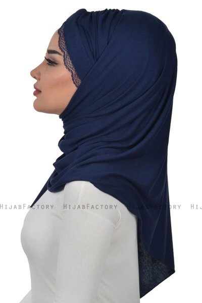 Filippa - Hijab Coton Pratique Bleu Marin - Ayse Turban