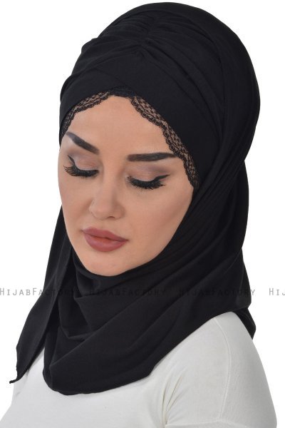 Filippa - Hijab Coton Pratique Noir - Ayse Turban