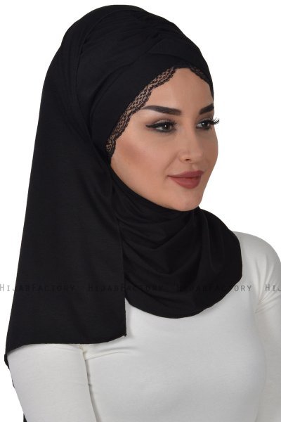 Filippa - Hijab Coton Pratique Noir - Ayse Turban