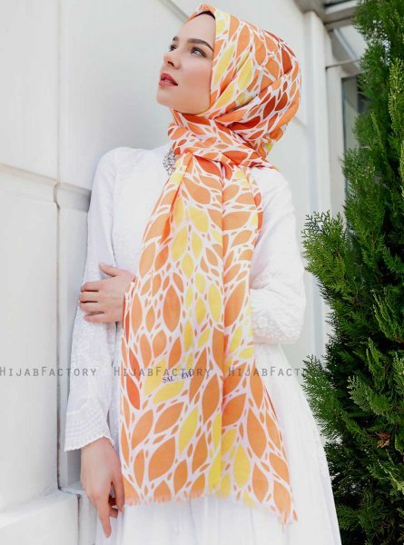Gemila - Hijab à Motifs Orange - Sal Evi