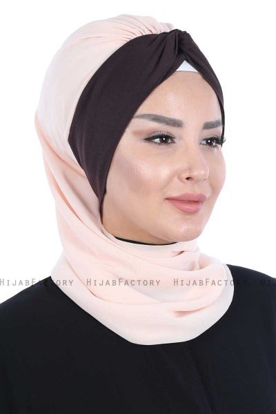 Gill - Hijab Pratique Beige & Marron
