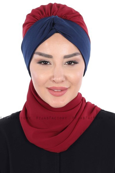Gill - Hijab Pratique Bordeaux & Bleu Marin
