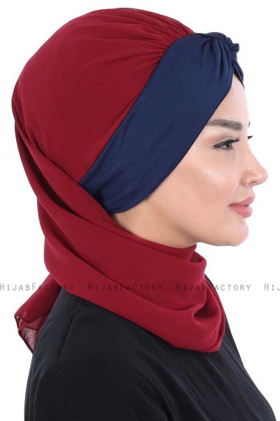 Gill - Hijab Pratique Bordeaux & Bleu Marin