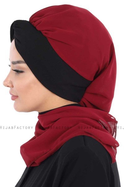 Gill - Hijab Pratique Bordeaux & Noir