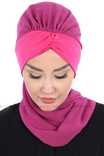 Gill - Hijab Pratique Fuchsia & Fuchsia