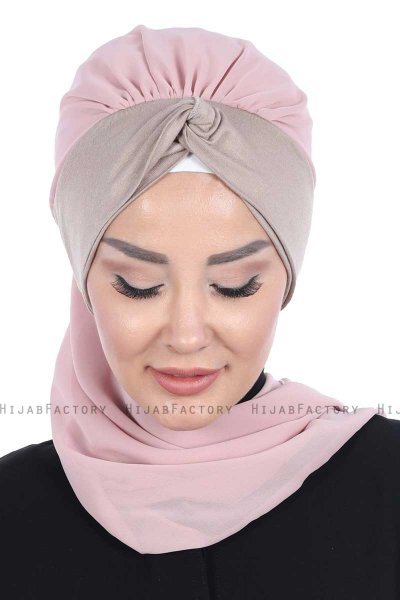 Gill - Hijab Pratique Vieux Rose & Taupe