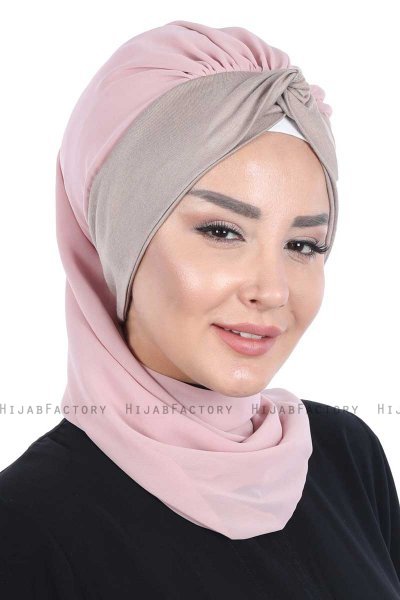Gill - Hijab Pratique Vieux Rose & Taupe