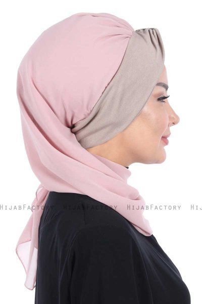 Gill - Hijab Pratique Vieux Rose & Taupe