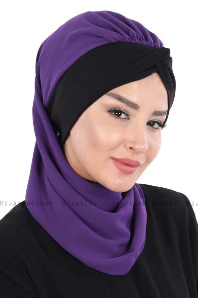 Gill - Hijab Pratique Violet & Noir