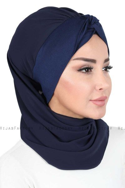 Gill - Hijab Pratique Bleu Marin & Bleu Marin