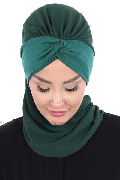 Gill - Hijab Pratique Vert Foncé & Vert Foncé