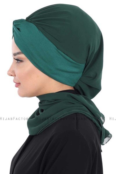Gill - Hijab Pratique Vert Foncé & Vert Foncé