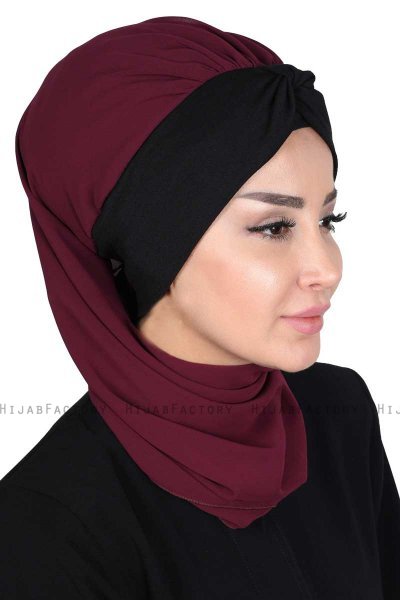 Gill - Hijab Pratique Prune & Noir