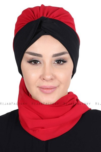 Gill - Hijab Pratique Rouge & Noir