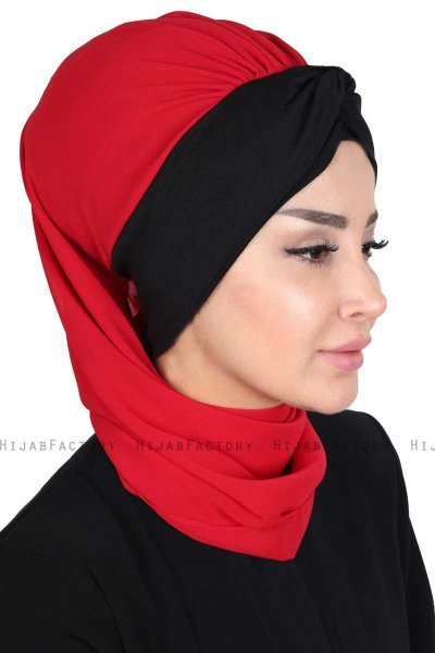 Gill - Hijab Pratique Rouge & Noir