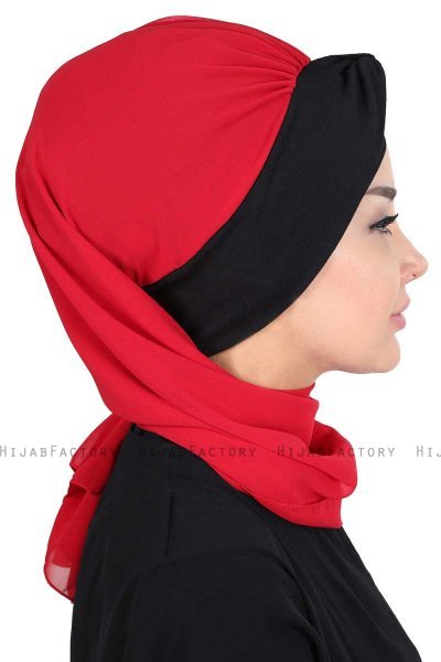 Gill - Hijab Pratique Rouge & Noir