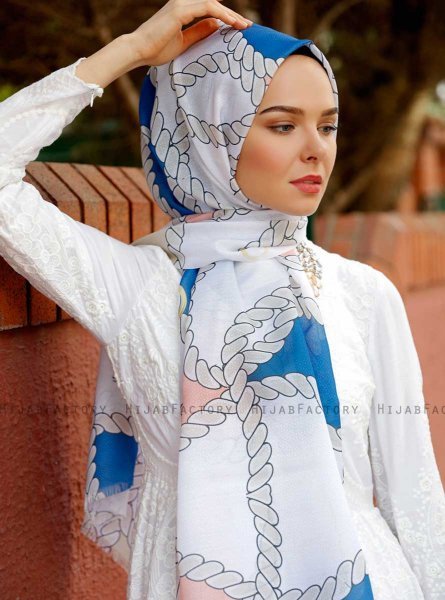 Dahab - Hijab à Motifs Bleu - Sal Evi